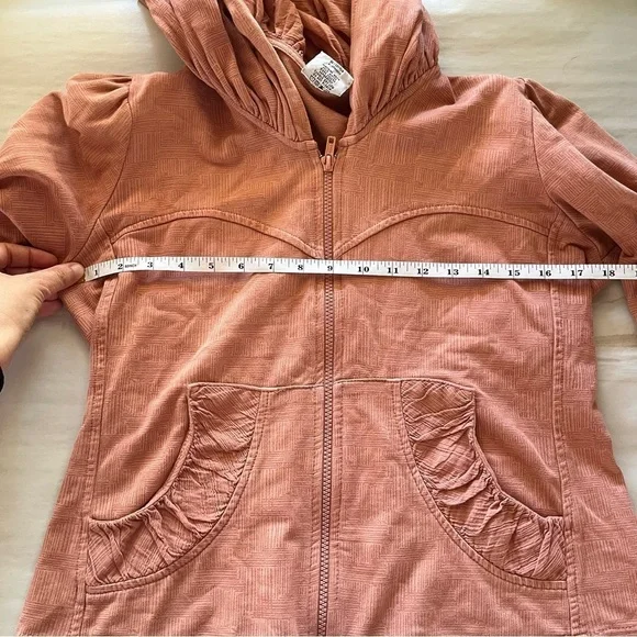 CMC Color Me Cotton Stylish Peach Jacket with Hood Crosshatch Design - Picture 12 of 13